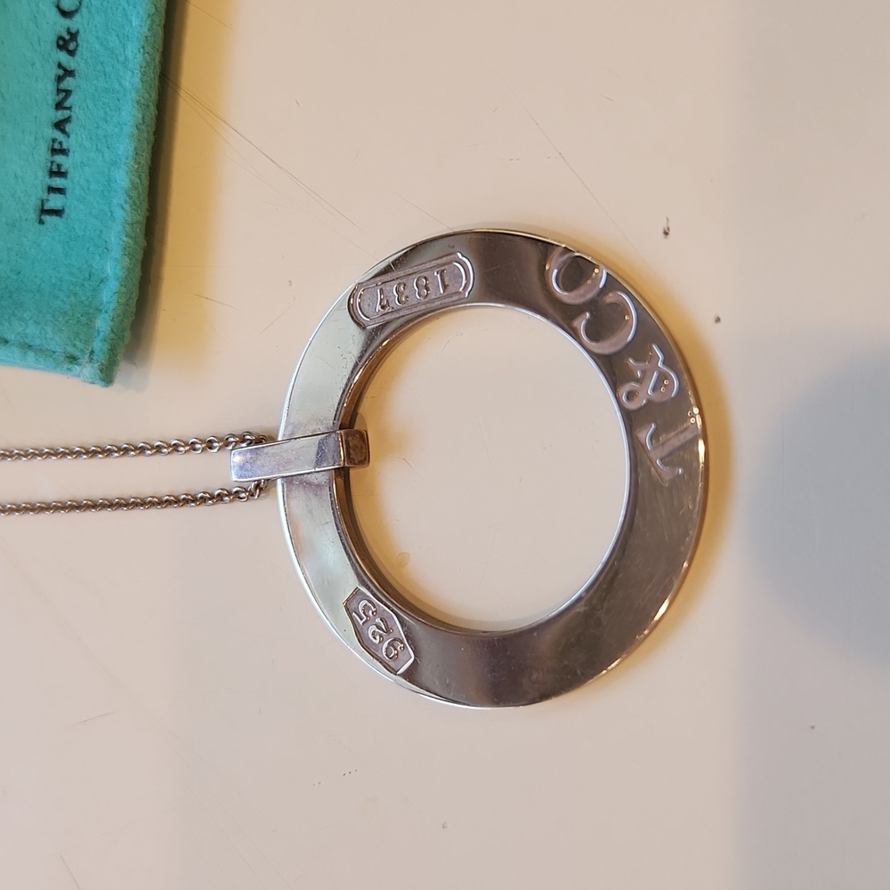 Tiffany & Co 1837 Circle Sterling Silver Pendant Necklace -16"